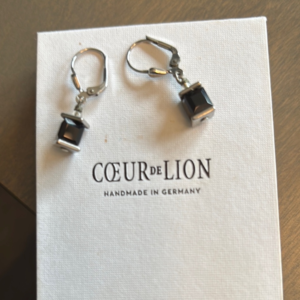 Coeur DE Lion, handmade in Germany. Black and Silver Cube Earrings